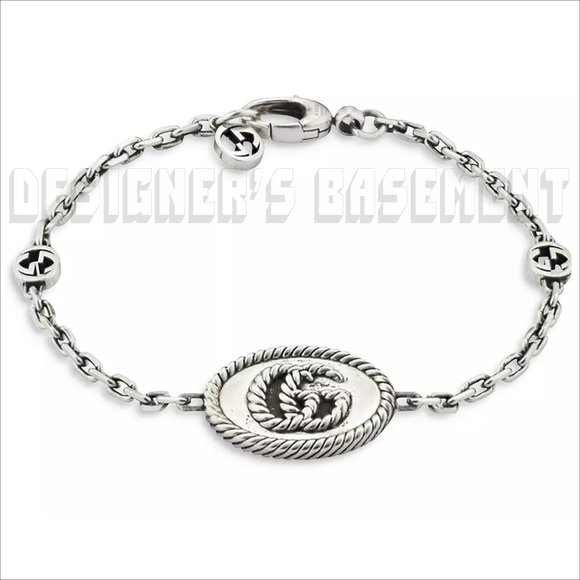 GUCCI size 16 Sterling Silver MARMONT Torchon Double G charms Chain Bracelet 🎁 - Picture 6 of 11